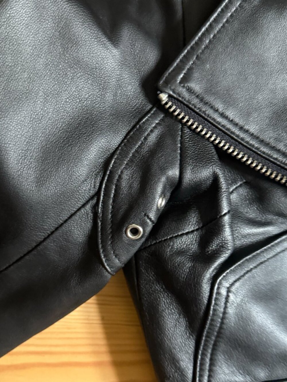 Leather Jacket 100% Lambskin Black Moto Biker Zip Uniquism New York Small - Picture 8 of 15